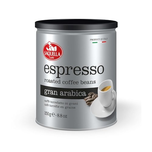 SAQUELLA Whole Beans Espresso Gran Arabica 6 Tins x 250 Grams