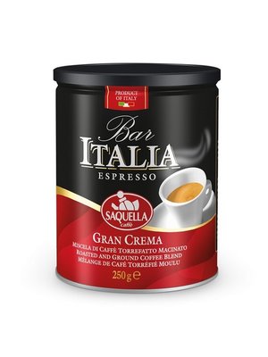 SAQUELLA Ground Coffee Bar Italia Gran Crema 10 Tins x 250 Grams