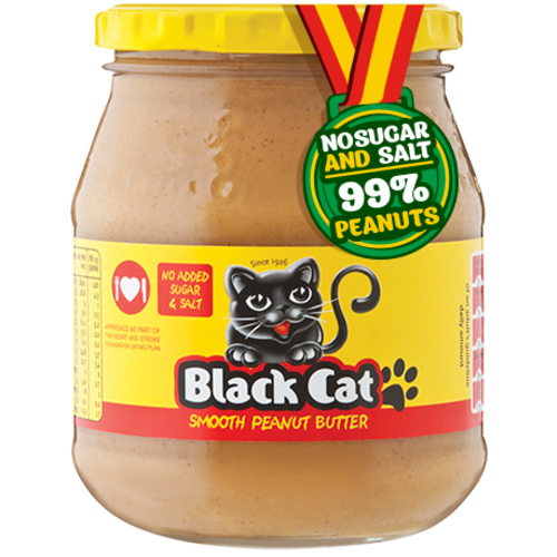 BLACK CAT Smooth Peanut Butter - No Sugar and Salt 6 Pcs x 400 Grams BLACK CAT Smooth Peanut Butter - No Sugar and Salt 6 Pcs x 400 Grams