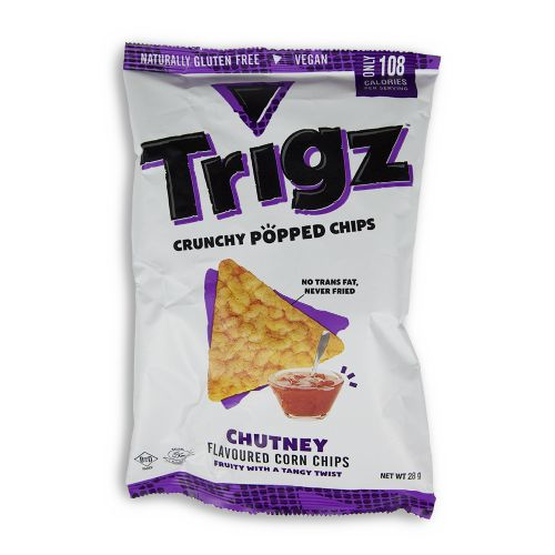 TRIGZ Crunchy Popped Chips Chutney Flavour 16x85g Bag TRIGZ Crunchy Popped Chips Chutney Flavour 16x85g Bag