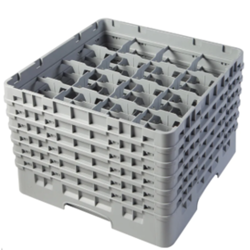 CAMBRO Full Size Glass Rack with 16 Compartments and 6 Extenders