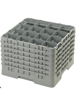 CAMBRO Full Size Glass Rack with 16 Compartments and 6 Extenders