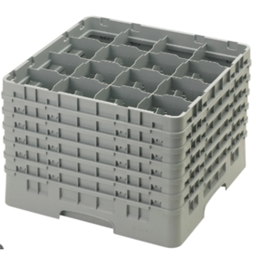 CAMBRO Full Size Glass Rack with 16 Compartments and 6 Extenders