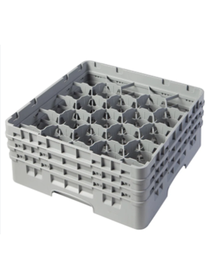 CAMBRO Full Size Glass Rack with 20 Compartments and 3 Extenders