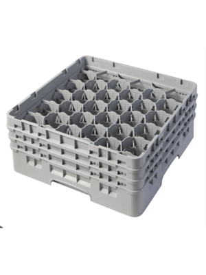 CAMBRO Full Size Glass Rack with 30 Compartments and 3 Extenders