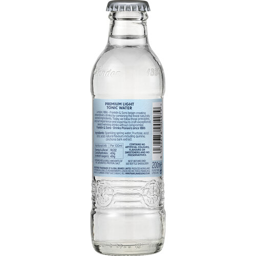 FRANKLIN & SONS Premium Light Tonic Water 24 Pieces x 200 ml