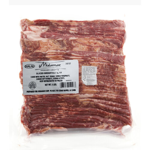 MIDAMAR Halal Hickory Smoked Breakfast Beef Bacon 2.27 KG (Frozen)