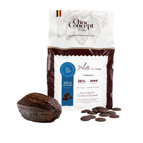 CHOCCONCEPT Buttons Milk Turnhout 36% 5 KG CHOCCONCEPT Buttons Milk Turnhout 36% 5 KG