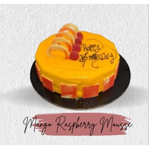POPCORN PASSION Mango Raspberry Mousse Cake