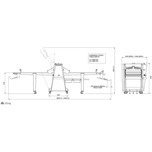 ROLLMATIC R65S‐T/16 + RUT14‐13/600 - Semi-Automatic Dough Sheeter with Croissant Knives (Without Box)