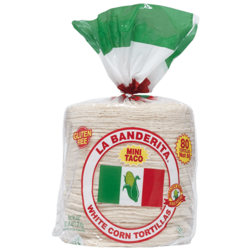 LA BANDERITA White Mini Taco Corn Tortillas 4.5'' 6 x 80 Pieces LA BANDERITA White Mini Taco Corn Tortillas 4.5'' 6 x 80 Pieces
