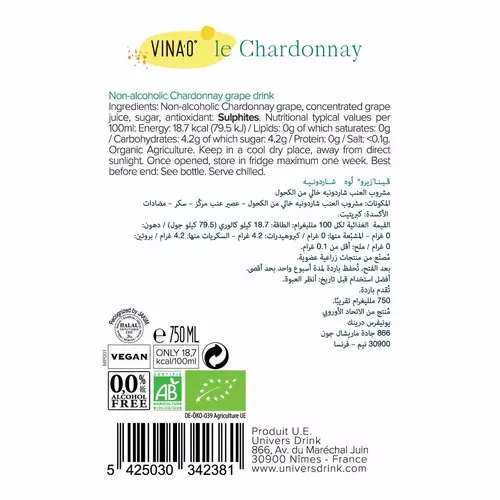 VINA'0 Vina 0% Alcohol Free Chardonnay 6 x 750ml