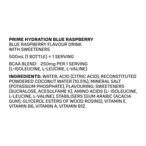 PRIME DRINKS Prime Hydration Drink Blue Raspberry Flavour