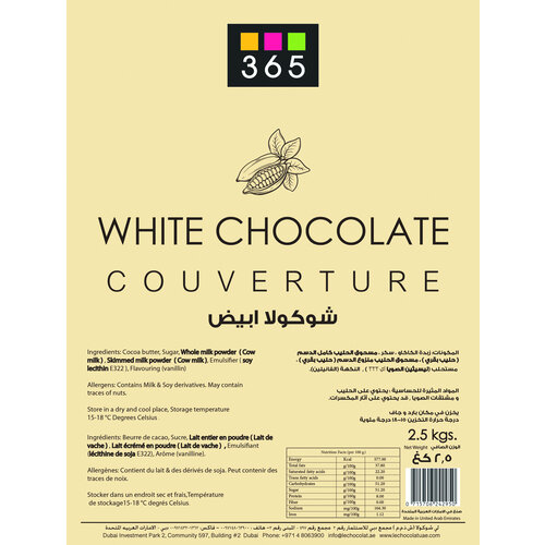 365 - B&P INGREDIENTS White Chocolate Couverture 30% Block 2.5 KG