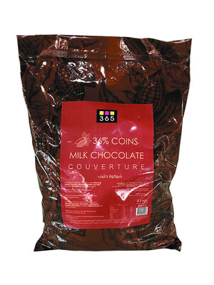 365 - B&P INGREDIENTS Milk Chocolate Couverture 36% Coins 2.5 KG