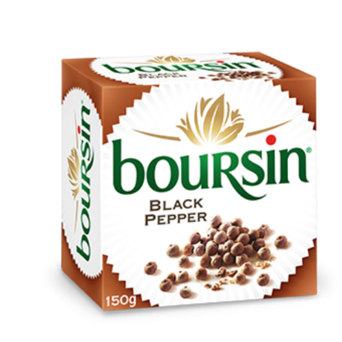 BOURSIN Cracked Black Pepper Cheese 12 x 150 Grams