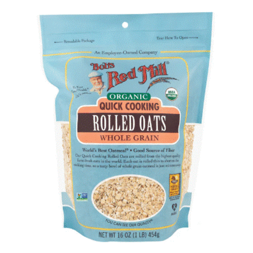 BOB'S RED MILL Organic Rolled Oats Quick Cooking Whole Grain 454 Grams