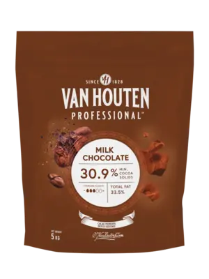 VAN HOUTEN Milk Chocolate Couverture, 30.9% Min Cocoa - 5 KG Coins VAN HOUTEN Milk Chocolate Couverture, 30.9% Min Cocoa - 5 KG Coins