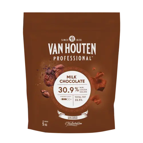 VAN HOUTEN Milk Chocolate Couverture, 30.9% Min Cocoa - 5 KG Coins VAN HOUTEN Milk Chocolate Couverture, 30.9% Min Cocoa - 5 KG Coins