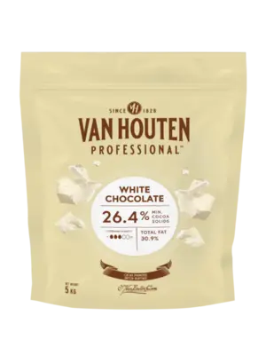 VAN HOUTEN White Chocolate Couverture, 26.4% Min Cocoa - 5 KG Coins VAN HOUTEN White Chocolate Couverture, 26.4% Min Cocoa - 5 KG Coins