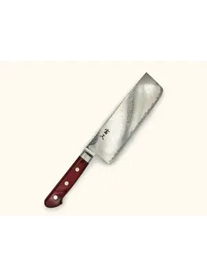 TOMIHISA 68 Layer Red Handle Nakiri 165mm
