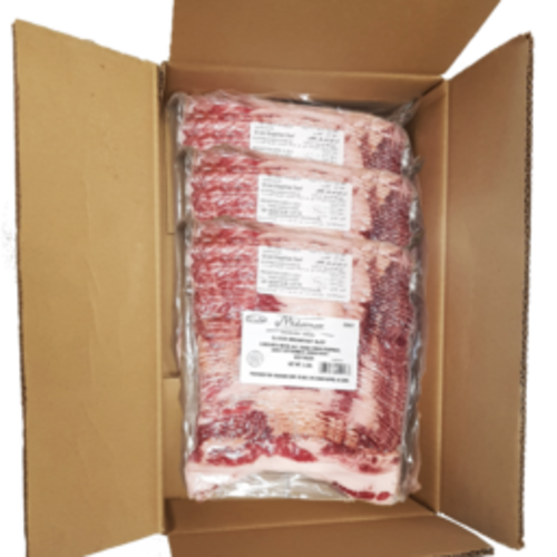 MIDAMAR Halal Hickory Smoked Breakfast Beef Bacon Midamar- 6.81 Kg Box | No MSG or Fillers Added
