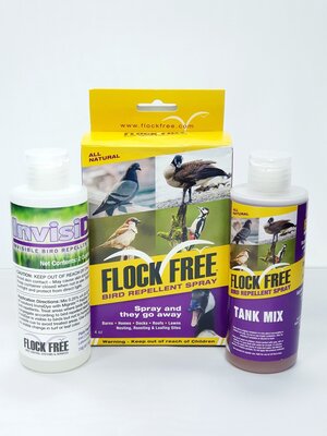 FLOCK FREE Flock Free Tank Mix Kit – Natural Bird Deterrent Spray with InvisiDye, Covers 30 Sqm