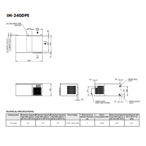 IM-240DPE Cube Ice Maker – Modular & Stackable | 210 KG/24H | Commercial Ice Machine