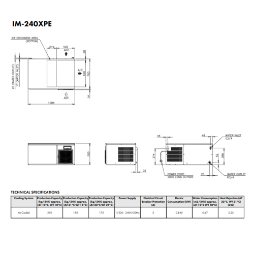 IM-240XPE Cube Ice Maker – Modular Extension Unit | 210 KG/24H | Commercial Ice Machine