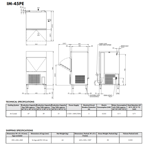 IM-45 PE Cube Ice Maker IM-45 PE Cube Ice Maker