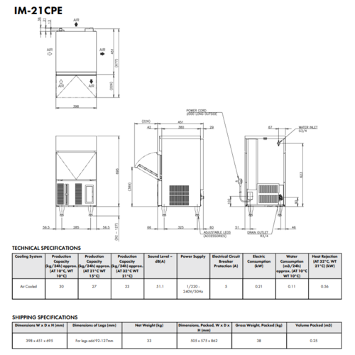 IM-21CPE Cube Ice Maker – Self-Contained | Compact Commercial Ice Machine IM-21CPE Cube Ice Maker – Self-Contained | Compact Commercial Ice Machine