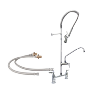 C8468 - 8″ Center Deck Mount Pre-Rinse -1.15 GPM with Wall Bracket and Add on Faucet with 12″ Spout