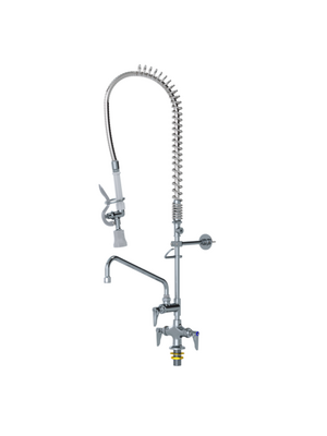 Aluids C8444  Single Hole Deck Mount Space Saver Pre-Rinse Faucet with 8" Add-On Spout