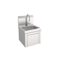 C9400-1-G-1KVC Stainless Steel Deck Mount Hand Sink with Gooseneck Faucet & Single Knee Pedal Cover – 14" x 10" Commercial Hand Wash Basin