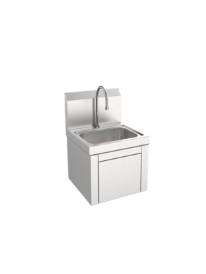 Aluids C9400-1-G-1KVC Stainless Steel Deck Mount Hand Sink with Gooseneck Faucet & Single Knee Pedal Cover – 14" x 10" Commercial Hand Wash Basin