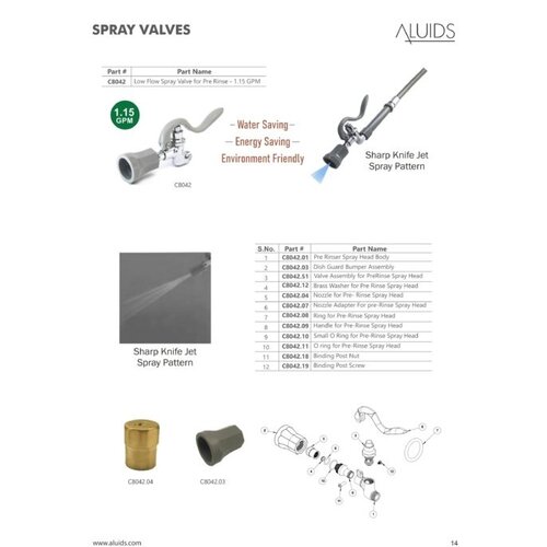 Aluids C8042 Low Flow 1.15 GPM Pre-Rinse Spray Valve