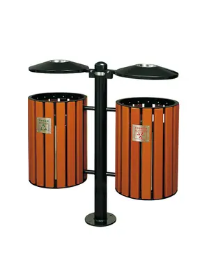 Outdoor 2 Compartment Iron Recycle Bin (44LT) With Ashtray - Copy
