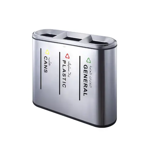 3 Compartment Recycle Bin Stainless Steel Coated - Copy