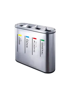4 Compartment Recycle Bin Stainless Steel Coated