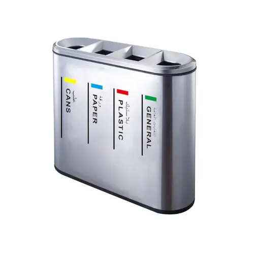 4 Compartment Recycle Bin Stainless Steel Coated