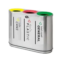 3 Compartment Recycle Bin Stainless Steel Coated
