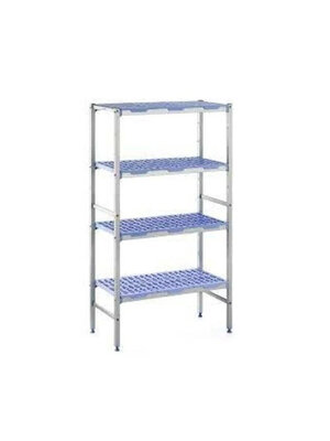 TOURNUS PLE 1494 - 4 Tier Shelving Unit Anodized Aluminium Storage Rack (1490x500x1750 mm)