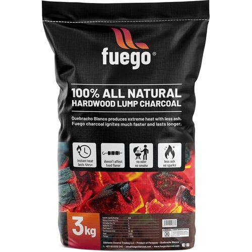 FUEGO BBQ Natural Lump Charcoal 3KG FUEGO BBQ Natural Lump Charcoal 3KG