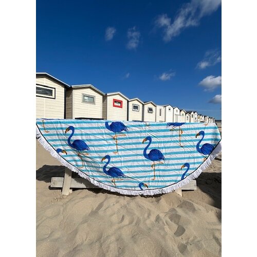Rond strandlaken Flamingo Blauw Rond strandlaken Flamingo Blauw