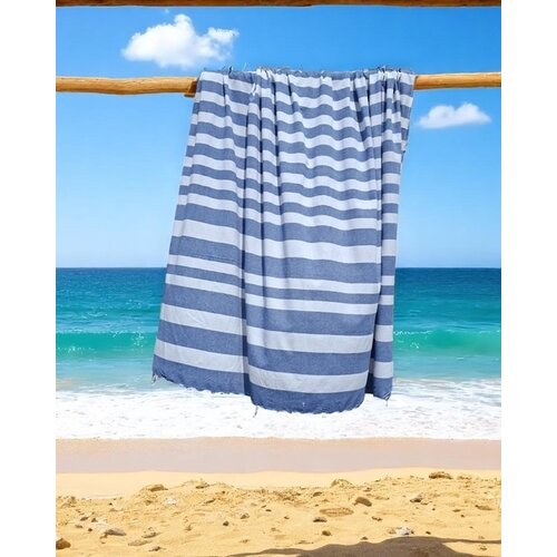 2-persoons gestreepte hamamdoek blauw