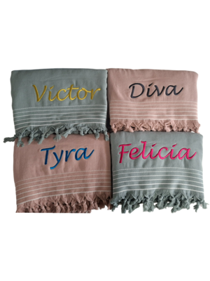 Walra Walra Remade hamam handdoek borduren Walra Walra Remade hamam handdoek borduren