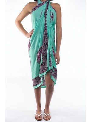 Sarong 100x170 zeegroen/roze