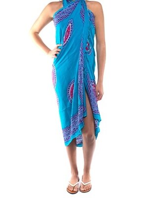 Sarong 100x170 turquoise/roze