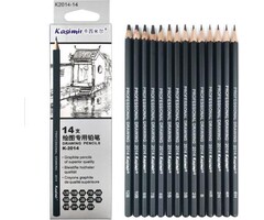 Set grafiet Schets- & Tekenpotloden, 14 hardheden
