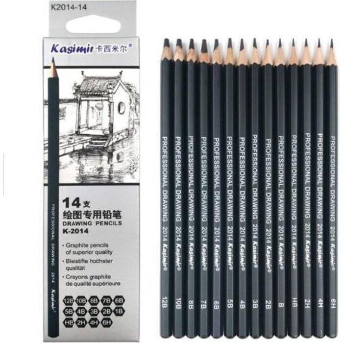 Set grafiet Schets- & Tekenpotloden, 14 hardheden